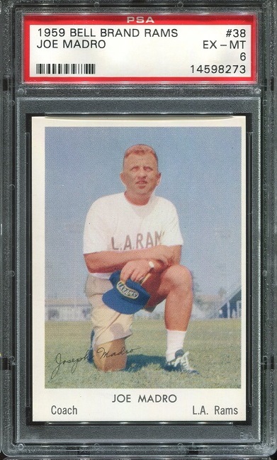 1959 Bell Brand Rams #38 - Joe Madro - PSA 6