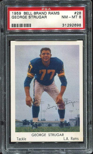 1959 Bell Brand Rams #28 - George Strugar - PSA 8