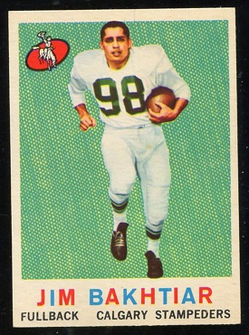 1959 Topps CFL #20 - Jim Bakhtiar - exmt