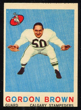 1959 Topps CFL #28 - Gordon Brown - exmt mc