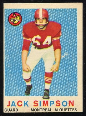 1959 Topps CFL #31 - Jack Simpson - ex