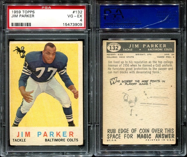 1959 Topps #132 - Jim Parker - PSA 4