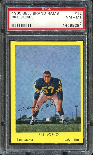 1960 Bell Brand Rams #12 - Bill Jobko - PSA 8