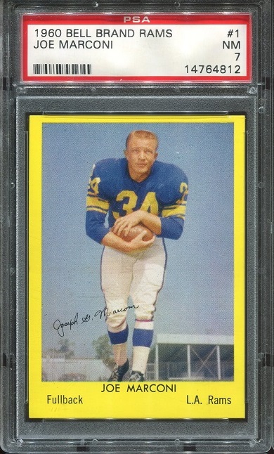 1960 Bell Brand Rams #1 - Joe Marconi - PSA 7