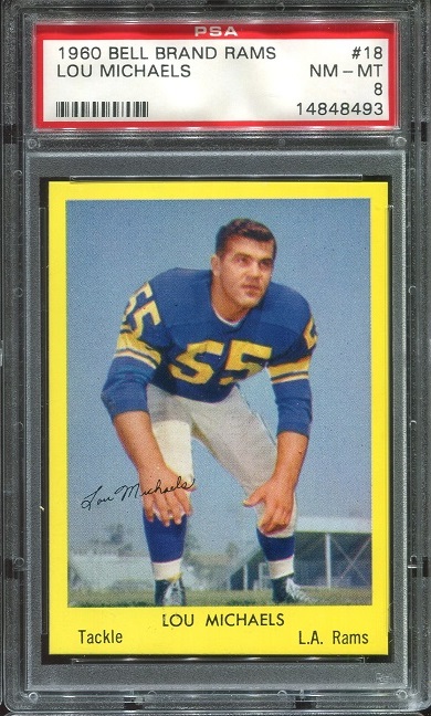 1960 Bell Brand Rams #18 - Lou Michaels - PSA 8
