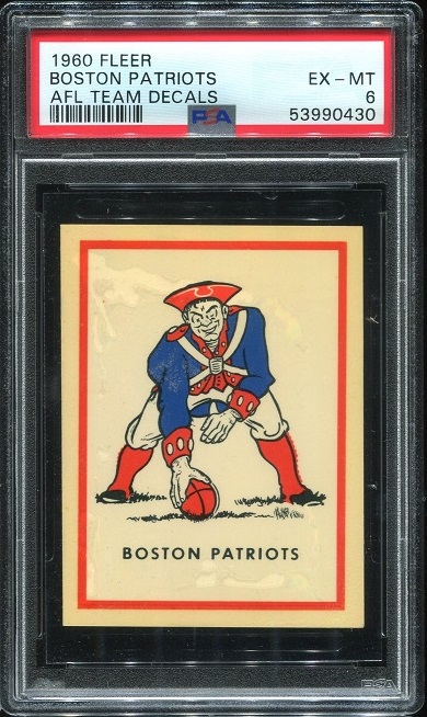 1960 Fleer AFL Team Decals #2 - Boston Patriots - PSA 6