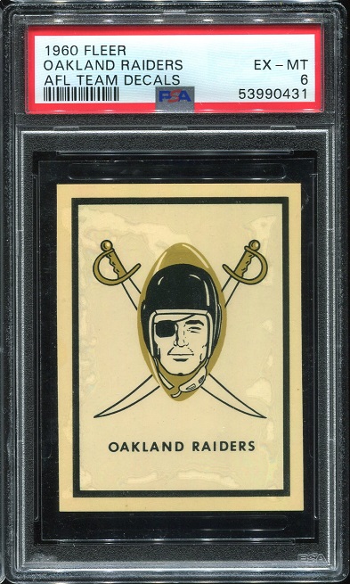 1960 Fleer AFL Team Decals #9 - Oakland Raiders - PSA 6