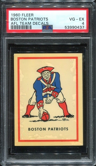 1960 Fleer AFL Team Decals #2 - Boston Patriots - PSA 4