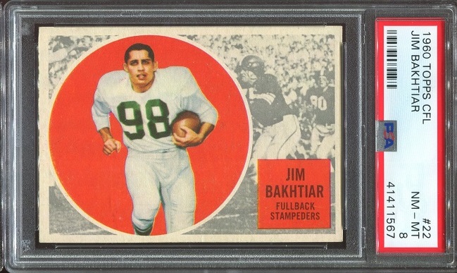 1960 Topps CFL #22 - Jim Bakhtiar - PSA 8