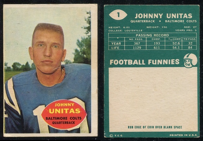 1960 Topps #1 - John Unitas - good+