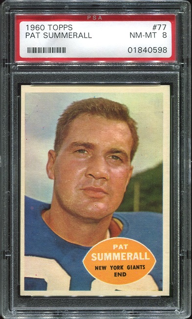 1960 Topps #77 - Pat Summerall - PSA 8