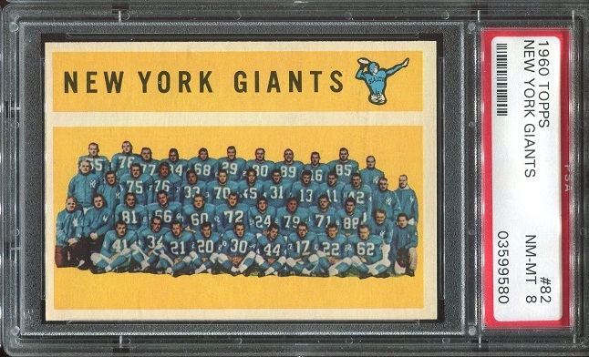 1960 Topps #82 - New York Giants Team - PSA 8