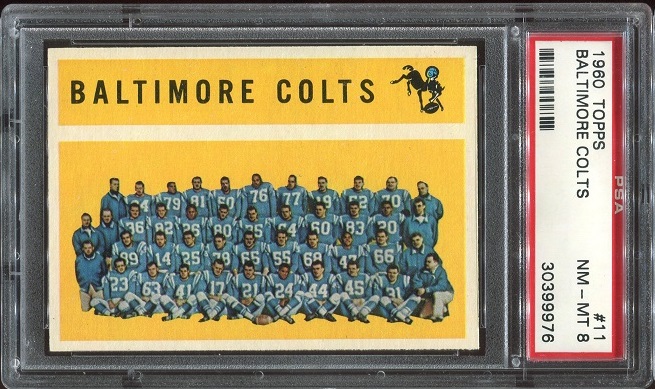 1960 Topps #11 - Baltimore Colts Team - PSA 8