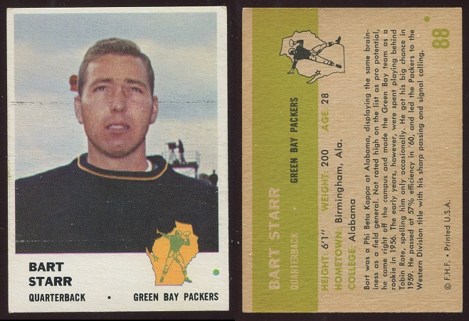 1961 Fleer #88 - Bart Starr - ex