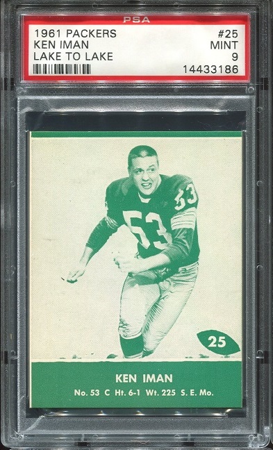 1961 Packers Lake to Lake #25 - Ken Iman - PSA 9