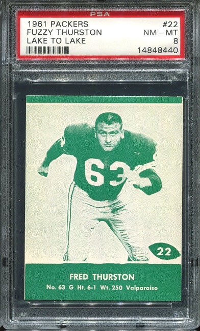 1961 Packers Lake to Lake #22 - Fuzzy Thurston - PSA 8