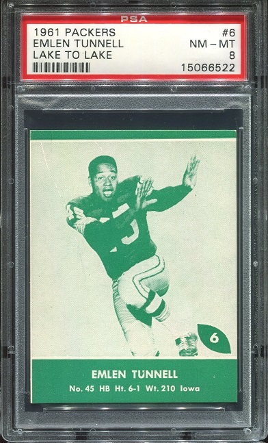 1961 Packers Lake to Lake #6 - Emlen Tunnell - PSA 8