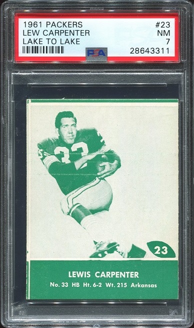 1961 Packers Lake to Lake #23 - Lew Carpenter - PSA 7