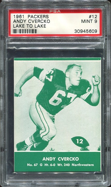 1961 Packers Lake to Lake #12 - Andy Cvercko - PSA 9