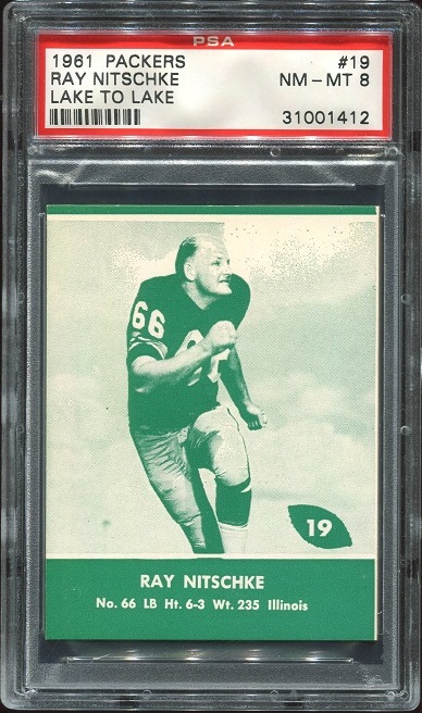 1961 Packers Lake to Lake #19 - Ray Nitschke - PSA 8