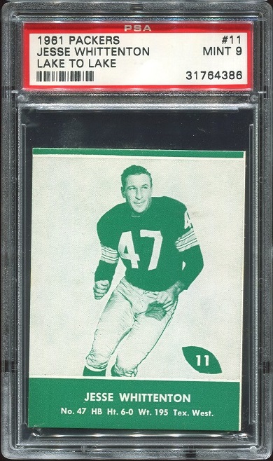 1961 Packers Lake to Lake #11 - Jesse Whittenton - PSA 9