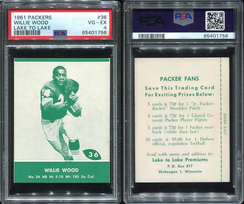 1961 Packers Lake to Lake #36 - Willie Wood - PSA 4