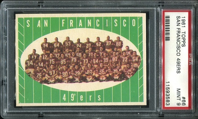 1961 Topps #66 - San Francisco 49ers Team - PSA 9