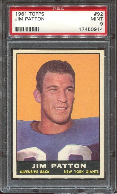 1961 Topps #92 - Jim Patton - PSA 9