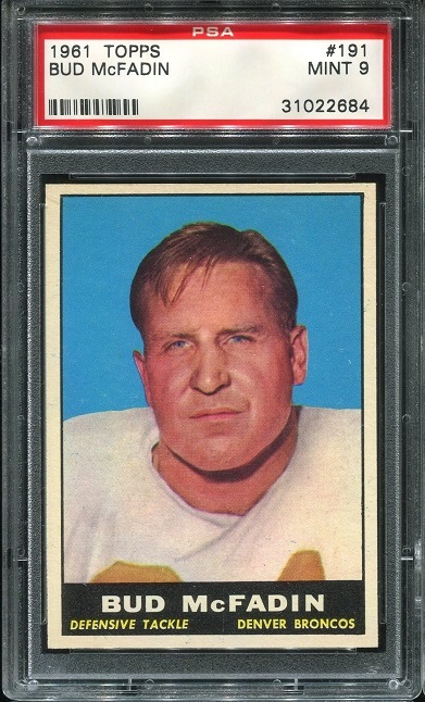 1961 Topps #191 - Bud McFadin - PSA 9