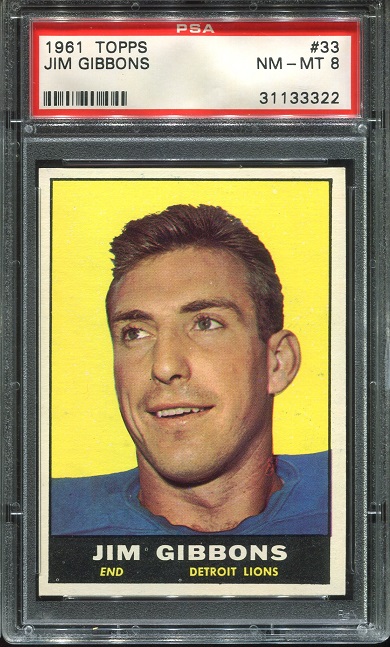 1961 Topps #33 - Jim Gibbons - PSA 8