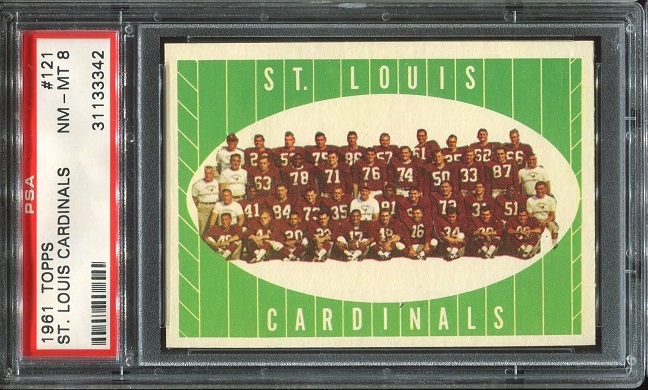 1961 Topps #121 - St. Louis Cardinals Team - PSA 8