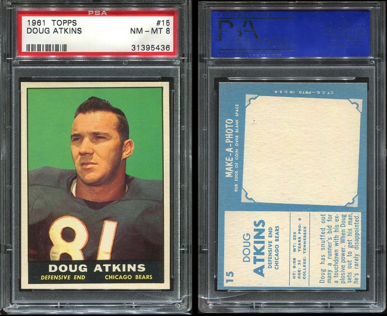 1961 Topps #15 - Doug Atkins - PSA 8