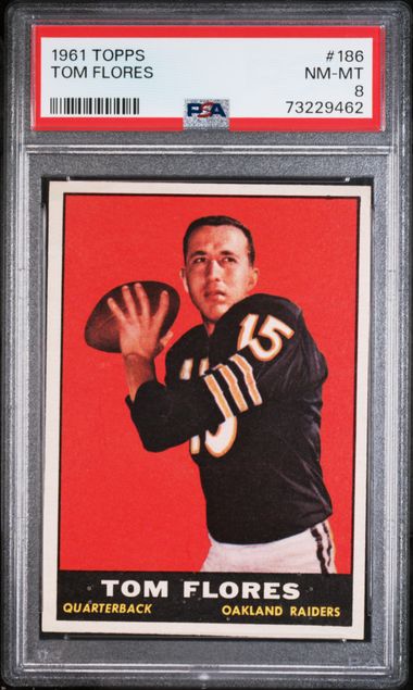 1961 Topps #186 - Tom Flores - PSA 8