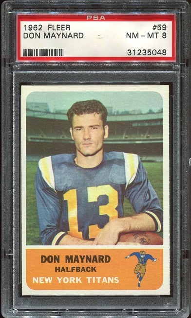 1962 Fleer #59 - Don Maynard - PSA 8