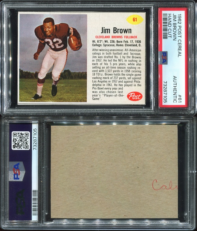 1962 Post Cereal #61 - Jim Brown - PSA AUTH