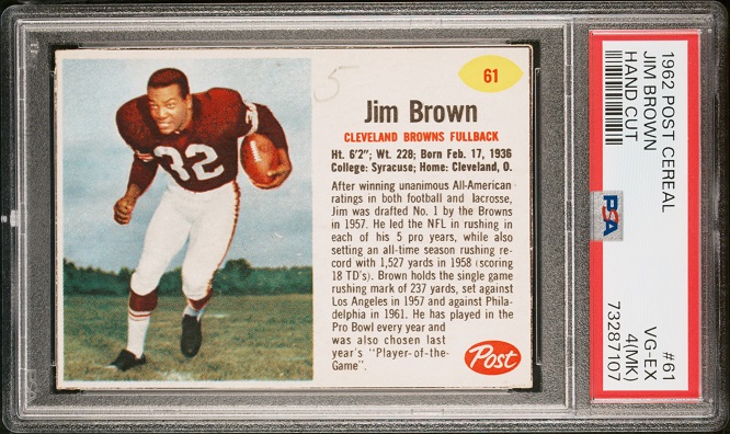 1962 Post Cereal #61 - Jim Brown - PSA 4 mk