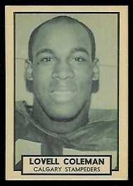 1962 Topps CFL #23 - Lovell Coleman - exmt