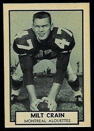 1962 Topps CFL #83 - Milt Crain - nm-mt