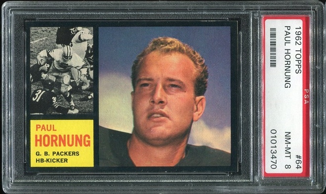 1962 Topps #64 - Paul Hornung - PSA 8
