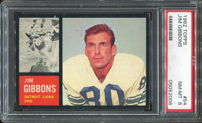 1962 Topps #54 - Jim Gibbons - PSA 8
