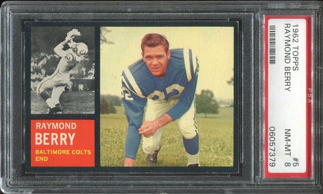 1962 Topps #5 - Raymond Berry - PSA 8