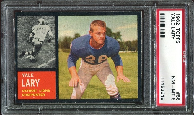 1962 Topps #56 - Yale Lary - PSA 8