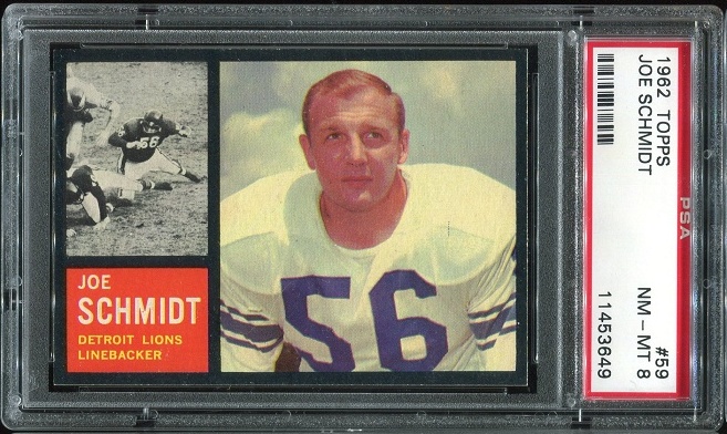 1962 Topps #59 - Joe Schmidt - PSA 8