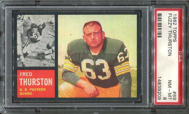 1962 Topps #69 - Fuzzy Thurston - PSA 8