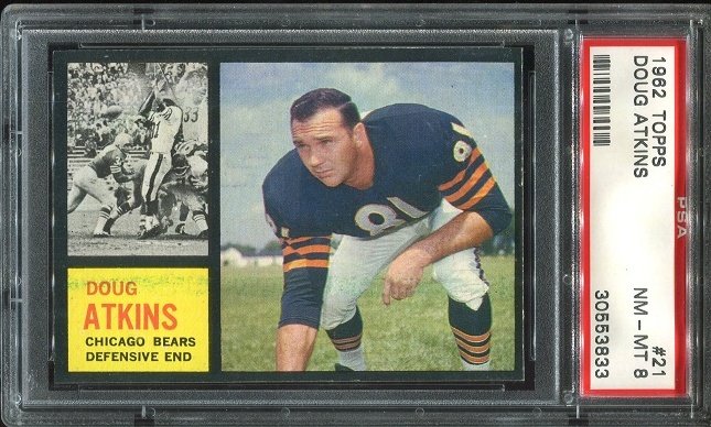 1962 Topps #21 - Doug Atkins - PSA 8