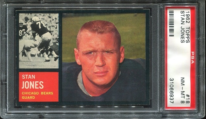 1962 Topps #18 - Stan Jones - PSA 8