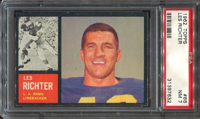 1962 Topps #86 - Les Richter - PSA 7