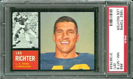 1962 Topps #86 - Les Richter - PSA 8 st