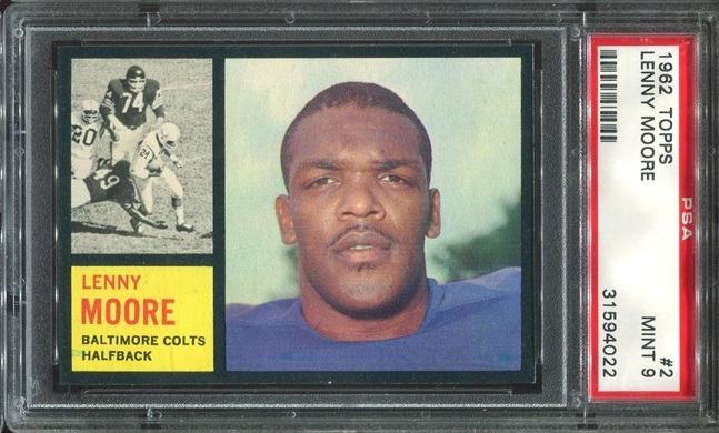 1962 Topps #2 - Lenny Moore - PSA 9