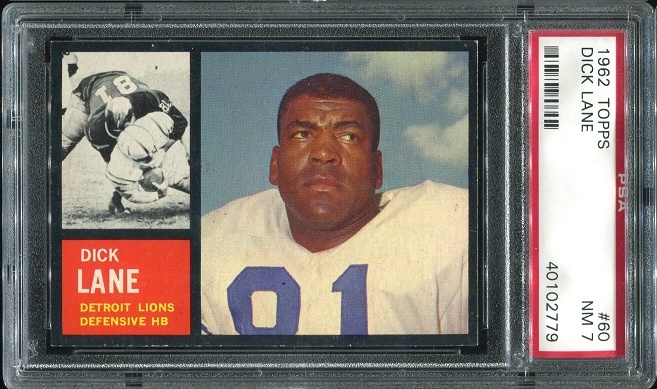 1962 Topps #60 - Dick Lane - PSA 7
